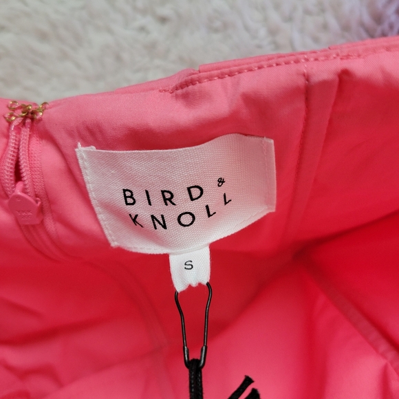 $365 Bird & Knoll Parker Mini Dress Women's Small Bubblegum Pink Off Shoulder - Picture 4 of 8